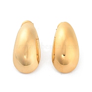 304 Stainless Steel Stud Earrings, Teardrop, Real 14K Gold Plated, 26.5x14mm(EJEW-H115-16G)