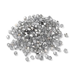 Electroplate Glass Beads, Half Plated, Bicone, Gainsboro, 4x4x3.5mm, Hole: 1mm, 720pcs/bag(GGLA-Z004-01HP)