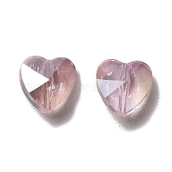 Electroplate Glass Beads, AB Color Plated, Faceted, Heart, Pearl Pink, 10x10x6.5mm, Hole: 1mm(X-EGLA-Q091-10mm-A16)