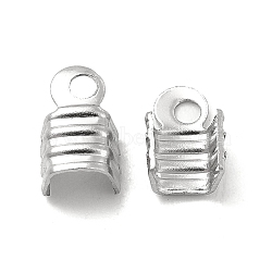 Tarnish Resistant 304 Stainless Steel Folding Crimp Ends, Fold Over Crimp Cord Ends, Stainless Steel Color, 7x4x3mm, Hole: 1.4mm, Inner Diameter: 3.5mm(STAS-P319-03P)