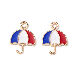Independence Day Alloy Enamel Pendants, Umbrella Charms, Light Gold, Colorful, 15.5x12x1.5mm, Hole: 2mm(ENAM-K067-38)