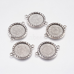 Zinc Alloy Cabochon Connector Settings, Flat Round, DIY Findings for Jewelry Making, Cadmium Free & Nickel Free & Lead Free, Antique Silver, 33x25x3mm, Hole: 2mm(PALLOY-A15774-AS-FF)