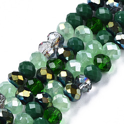 Electroplate Glass Beads Strands, Faceted, Rondelle, Sea Green, 5.5~6x5mm, Hole: 1mm, about 90~92pcs/strand, 16.54 inch~16.93 inch(42~43cm)(EGLA-N002-12D)