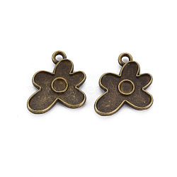 Tibetan Style Alloy Pendant Enamel Settings, Cadmium Free & Lead Free, Flower, Antique Bronze, 17x15x2mm, Hole: 1.6mm(PALLOY-N160-65AB)