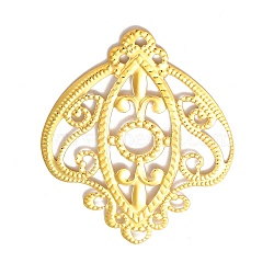 Iron Filigree Joiners, Etched Metal Embellishments, Flower, Golden, 66x53x1mm(FIND-B020-24G)