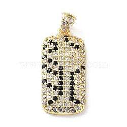 Rack Plating Brass Micro Pave Cubic Zirconia Pendants, Cadmium Free & Lead Free, Long-Lasting Plated, Rectangle, Real 18K Gold Plated, 21x9.5x2.5mm, Hole: 3x2.5mm(KK-P247-06G)