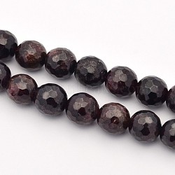Natural Garnet Beads Strands, Faceted, Round, 8mm, Hole: 1mm, about 44pcs/strand, 15 inch(38.5cm)(G-E302-085-8mm)