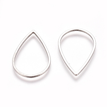 Stainless Steel Linking Rings, for Jewelry Making, Teardrop, Stainless Steel Color, 20x13x0.8mm, Inner Diameter: 18x11.5mm