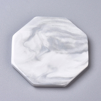 Marble Pattern Porcelain Cup Coasters, Sturdy Beverage Coasters, Octagon, Gray, 91x91x7mm