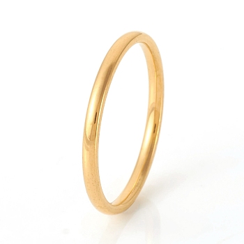 201 Stainless Steel Plain Band Rings, Real 18K Gold Plated, Size 5, Inner Diameter: 16mm, 1.5mm