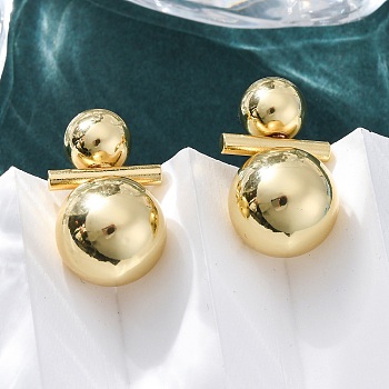 Brass Stud Earrings, Lead Free & Cadmium Free, Long-Lasting Plated, Rack Plating, Snowman, Real 18K Gold Plated, 28.5x16mm