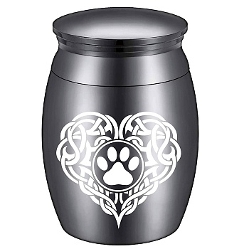 CREATCABIN Stainless Steel Cremation Urn, for Commemorate Kinsfolk Cremains Container, Column, with Velvet Pouch, Silver Polishing Cloth, Disposable Spoon, Heart, 40.5x30mm