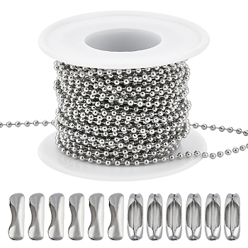 DIY Ball Chain Necklace Bracelet Making Kit, Including 304 Stainless Steel Ball Chains, Ball Chain Connectors, Stainless Steel Color, Chain: 2.5mm, about 32.8 Feet(10m)/set