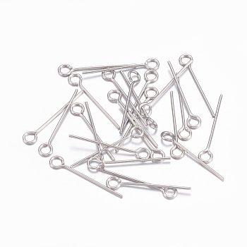 304 Stainless Steel Eye Pins, Stainless Steel Color, 18mm, Hole: 2mm, Pin: 0.6mm