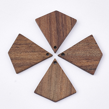 Undyed Walnut Wood Pendants, Kite, Saddle Brown, 28x26x3mm, Hole: 1.6mm