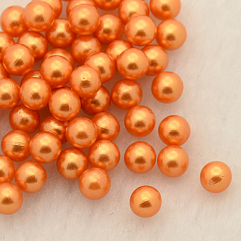 No Hole ABS Plastic Imitation Pearl Round Beads, Dyed, Dark Orange, 4mm, about 5000pcs/bag