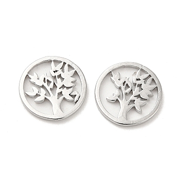 304 Stainless Steel Tree of Life Charms, Stainless Steel Color, 11x1mm