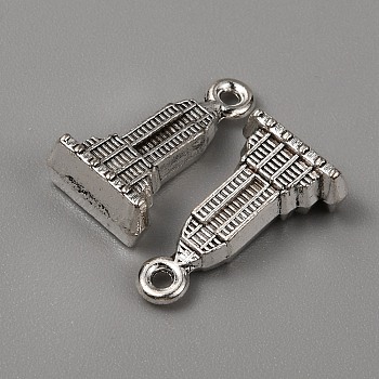 Tibetan Style Alloy Pendants, Mansion Charms, Antique Silver, 18x10x5.5mm, Hole: 1.2mm