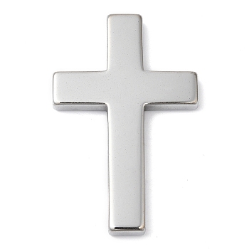 Electroplated Synthetic Non-magnetic Hematite Cabochons, Religion Cross, Platinum Plated, 50x32x4.5mm