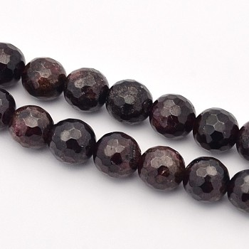 Natural Garnet Beads Strands, Faceted, Round, 8mm, Hole: 1mm, about 44pcs/strand, 15 inch(38.5cm)