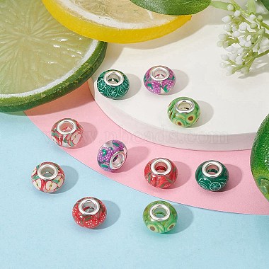 10Pcs 5 Colors Transparent Resin European Rondelle Beads(RPDL-YW0001-07A)-5