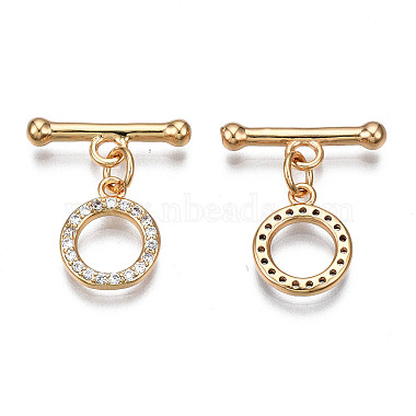 Brass Micro Pave Clear Cubic Zirconia Toggle Clasps(X-KK-Q278-014-NF)-2