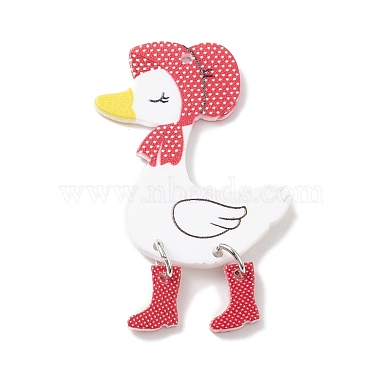 Platinum Red Duck Iron+Acrylic Pendants