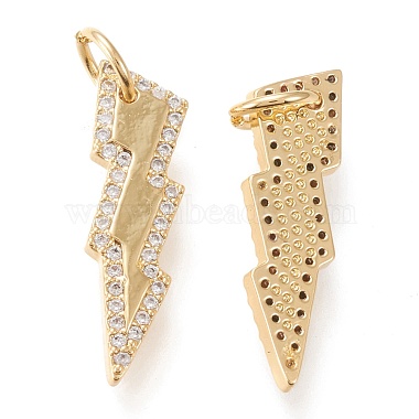 Brass Micro Pave Clear Cubic Zirconia Pendants(ZIRC-I044-02G)-2