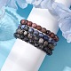 4Pcs Constellation 8mm Round Natural Larvikite & Blue Spot Jasper & Rhodonite & Picasso Jasper Beaded Stretch Bracelets for Women(BJEW-JB10639)-3