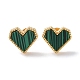 6 Pair 2 Color Synthetic Malachite Heart Stud Earrings(EJEW-A024-11)-3