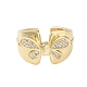 Rack Plating Butterfly Brass Micro Pave Cubic Zirconia Wide Open Cuff Rings for Women(RJEW-B064-13G)-2