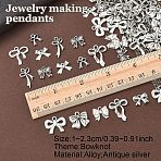 60Pcs 10 Styles Alloy Pendants, Bowknot Charms, Antique Silver & Platinum, 10~23x9.5~19.5x2~5mm, Hole: 1~2.5mm, 6pcs/style(FIND-YW0006-44)