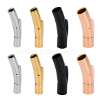 8Pcs 4 Colors Stainless Steel Bayonet Clasps, with Push Buttons, Curved Tube, Mixed Color, 29.5x5x7mm, Hole: 2.5mm, 2pcs/color(STAS-DR0001-14)