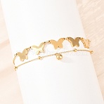 Butterfly 304 Stainless Steel Satellite Chains Double Layers Anklets, Charm Anklets for Women, Ion Plating(IP), Long-Lasting Plated, Golden, 9-1/8 inch(230mm), Tail Chain: about 50mm long(BJEW-H643-06G)