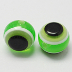 Round Evil Eye Resin Beads, Light Green, 6x5mm, Hole: 1.8~2mm(RESI-R159-6mm-03)