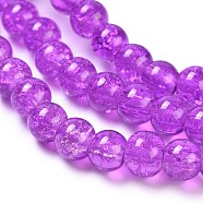Crackle Glass Beads Strands, Round, Blue Violet, 6mm, Hole: 1.3~1.6mm, about 133pcs/strand, 31.4 inch(X-CCG-Q001-6mm-12)