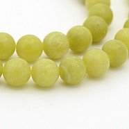 Natural Olive Jade Round Bead Strands, 8mm, Hole: 1mm, about 49pcs/strand, 15.7 inch(G-P070-34-8mm)