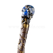 Skull Natural Lapis Lazuli Magic Wand with Resin Stick, Home Decorations Costume Props Cosplay Accessories, 320mm(PW-WG2DDC6-04)