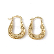 Brass Hoop Earrings for Women, Rack Plating, Long-Lasting Plated, Lead Free & Cadmium Free, U Shaped, Real 18K Gold Plated, 27.5x19.5x4.5mm, Pin: 1.8mm(EJEW-M213-39G)