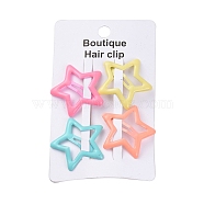 Star Spray Painted Iron Snap Hair Clip for Girls, Mixed Color, 30.5x31.5x3.5mm, 4pcs/card(PHAR-A011-20)