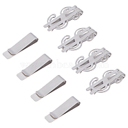 CHGCRAFT 8Pcs 2 Style Stainless Steel Clips, Dollar-shaped & Rectangle, Stainless Steel Color, 48x28.5x75mm(AJEW-CA0001-76)