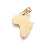 304 Stainless Steel Pendants, Map Shape, Golden, 18x14x1mm, Hole: 3x4mm(STAS-I127-025G-01)