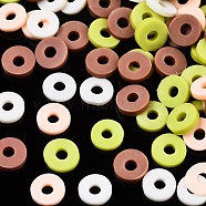 Handmade Polymer Clay Beads, Heishi Beads, for DIY Jewelry Crafts Supplies, Disc/Flat Round, Sienna, 6x1mm, Hole: 2mm, about 26000pcs/1000g(CLAY-T019-02B-13)