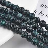 Natural Fire Crackle Agate Beads Strands, Dyed, Round, Dark Slate Gray, 8x7.5~8mm, Hole: 1mm, about 48~49pcs/strand, 14.3 inch(G-T125-22B)