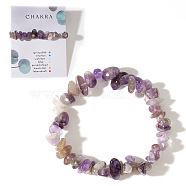 Natural Amethyst Chips Stretch Bracelets for Women, 6-7/8 inch(17.5cm)(AY5330-5)