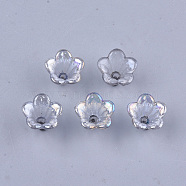 Transparent Acrylic Bead Caps, Trumpet Flower Beads, AB Color, 5-Petal, Flower, Slate Gray, 10x14x13.5mm, Hole: 1.6mm, about 1370pcs/500g(TACR-T007-04F)
