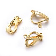 304 Stainless Steel Clip-on Earring Findings, with Round Flat Pad, Real 24K Gold Plated, 12x6x8.5mm, Hole: 1mm(X-STAS-O110-21G)