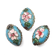 Handmade Cloisonne Beads, Oval, Sky Blue, 19.5~20x13~13.5x9~9.5mm, Hole: 1.2mm(CLB-Q002-09B)