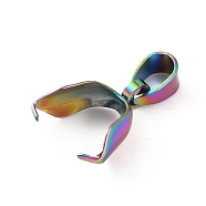 304 Stainless Steel Ice Pick Pinch Bails, Rainbow Color, 19mm, Hole: 6x3.8mm, Pin: 1mm(FIND-WH0120-95C-M)