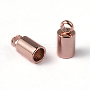 Ion Plating(IP) 304 Stainless Steel Cord End, End Caps, Column, Rose Gold, 8x4mm, Hole: 2mm, Inner Diameter: 3mm(STAS-O091-A-01RG)